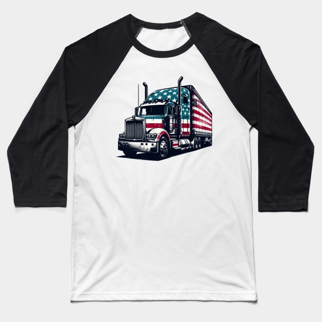 Semi Truck Baseball T-Shirt by Vehicles-Art